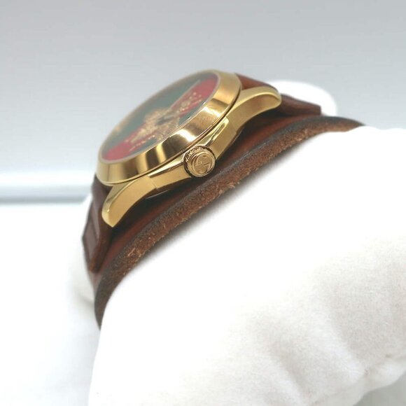 Gucci Le Marche des Merveilles Bee Watch Brown Leather Strap - Picture 4 of 11